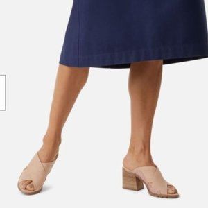 Sorel Nadia Mule Women's Leather Heel Sandals in Natural Tan